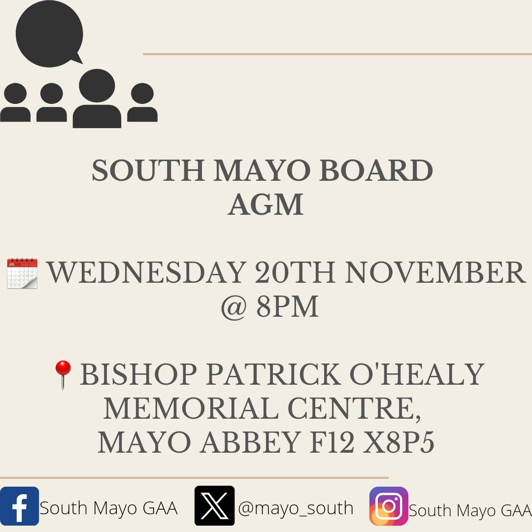 South Mayo GAA (@mayo_south) on Twitter photo The Annual Convention of South Mayo GAA Board will be hosted by <a href="/mayogaelsgaa/">Mayo Gaels</a> this Wednesday, November 20th, at 8pm in the Bishop Patrick O'Healy Memorial Centre, Mayo Abbey. The Annual Convention of South Mayo GAA Board will be hosted by <a href="/mayogaelsgaa/">Mayo Gaels</a> this Wednesday, November 20th, at 8pm in the Bishop Patrick O'Healy Memorial Centre, Mayo Abbey.