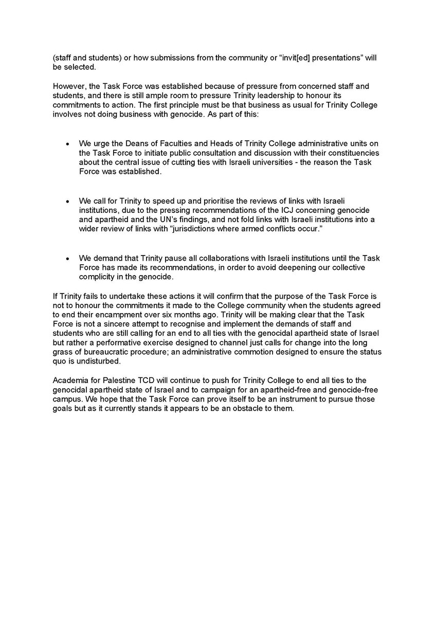 Academia for Palestine TCD tweet media