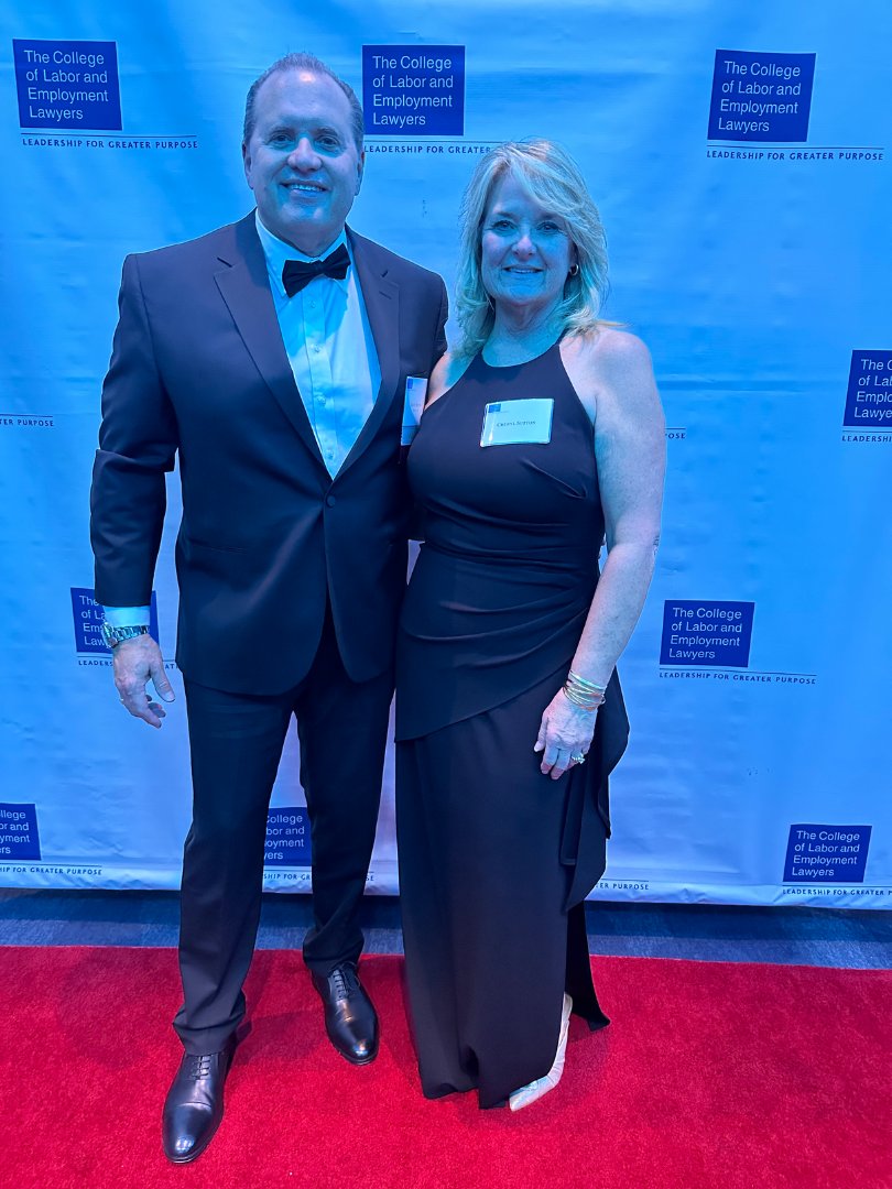SuttonHagueLaw's tweet photo. 11/16: SHLC attorney Brett Sutton and his wife Cheryl attended the annual dinner of the College of Labor and Employment Lawyers in NYC.  Brett is a Fellow and Chair of the Ninth Circuit North Credentials Committee. https://t.co/xQmwEt7TgF