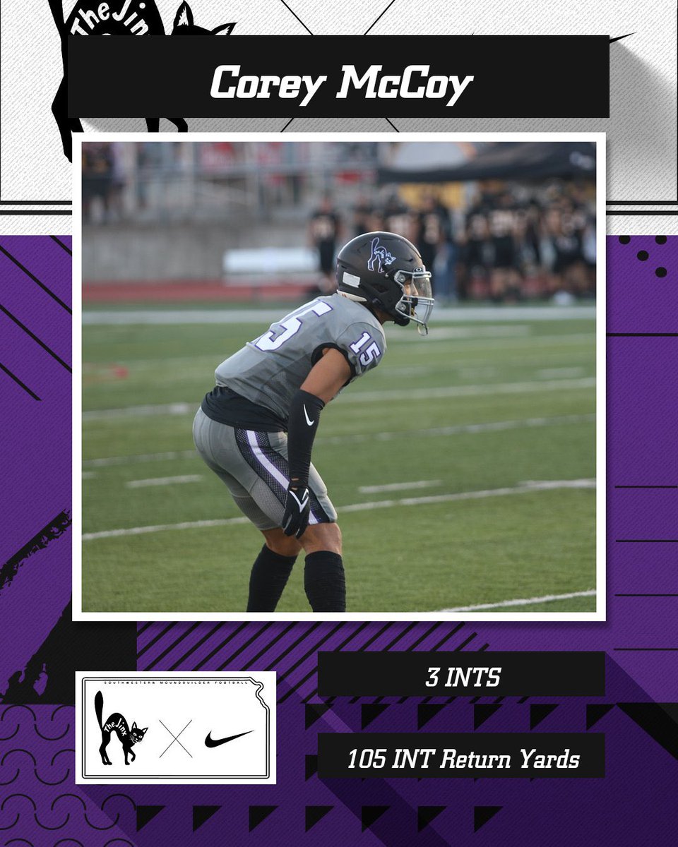 With his 105 Interception Return Yards Saturday vs McPherson , DB Corey McCoy has broken the single game INT Yards school record !