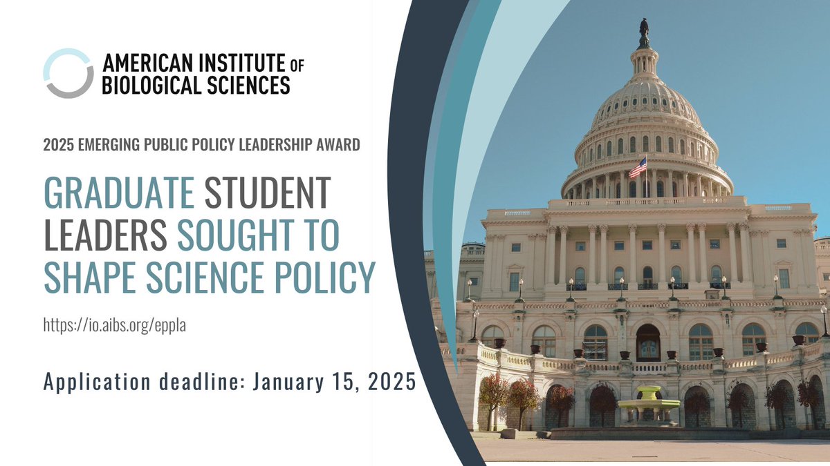 🏅 Call for Applications for the 2025 Emerging Public Policy Leadership Award. 🏅 #aibseppla #eppla #award #aibs io.aibs.org/eppla