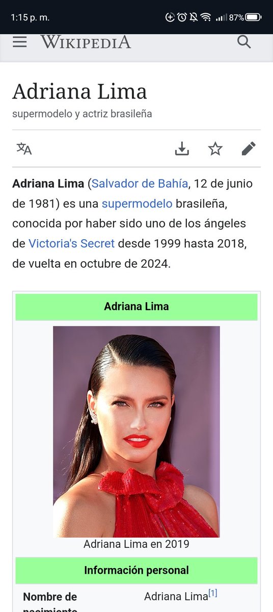 La foto de #adrianalima en #wikipedia parece generada por IA

Tantas fotos icónicas de la brasileña y escogen esta