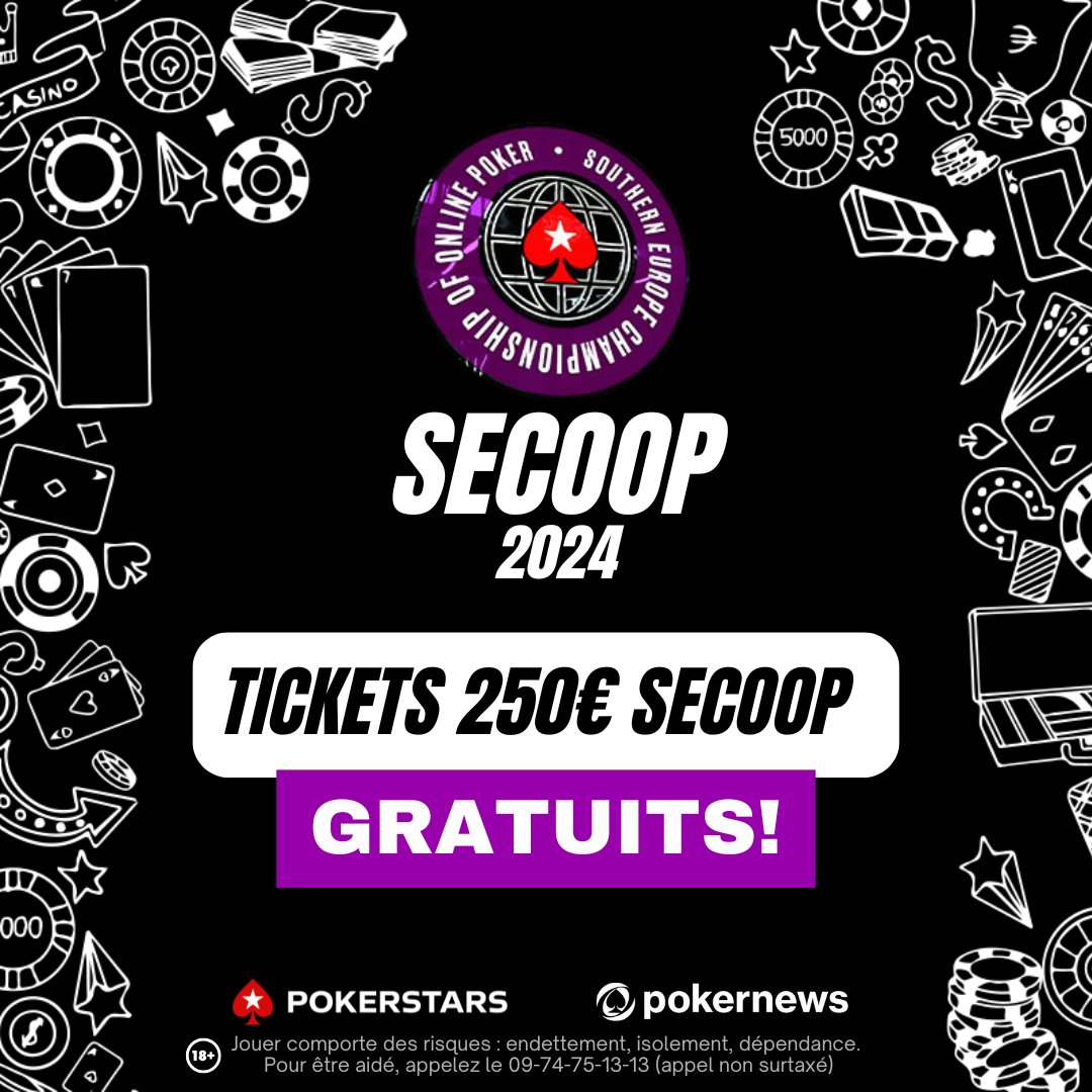 PokerNewsFrance's tweet photo. Qui dit dernière semaine des #SECOOP dit dernière opportunité de gagner des tickets 250€ ! 🎟️🎟️

Pour participer :
✅ Suivez notre compte et RT ce tweet
✅ Commentez avec votre pseudo @PokerStarsFR 

🍀 BONNE CHANCE ! 🍀 https://t.co/jVn8XZgIoN