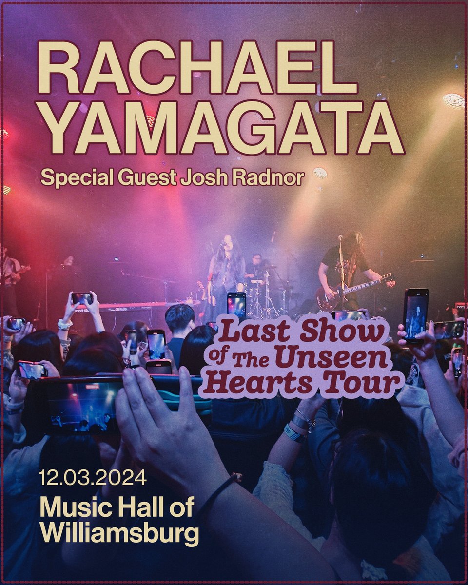Music Hall of Williamsburg (@musichallofwb) on Twitter photo NYC! <a href="/rachaelyamagata/">Rachael Yamagata</a>'s Unseen Hearts Tour makes it's final stop with us on 12/3 💞 @joshradnor joins the evening to make it extra special as well NYC! <a href="/rachaelyamagata/">Rachael Yamagata</a>'s Unseen Hearts Tour makes it's final stop with us on 12/3 💞 @joshradnor joins the evening to make it extra special as well