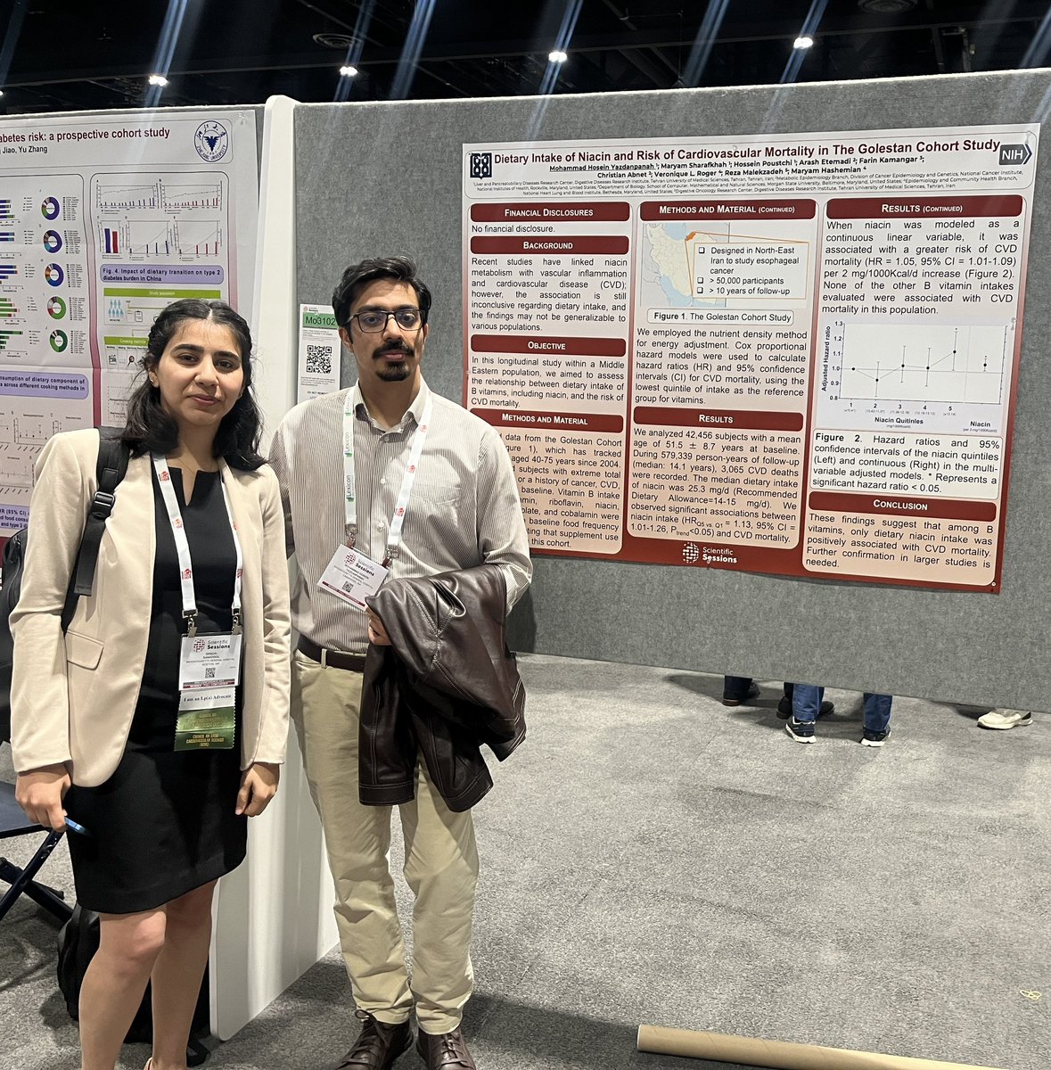 Honored to present my work this morning at #AHA24! It was a privilege to finally meet my mentor, Dr. Hashemian <a href="/Hashemian3/">Hashemian</a>, for this project, and to connect with the great and supportive Dr. Azar Radfar <a href="/AzarRadfar/">Azar Radfar</a>, as well as amazing Iranian researcher here. #CardioTwitter