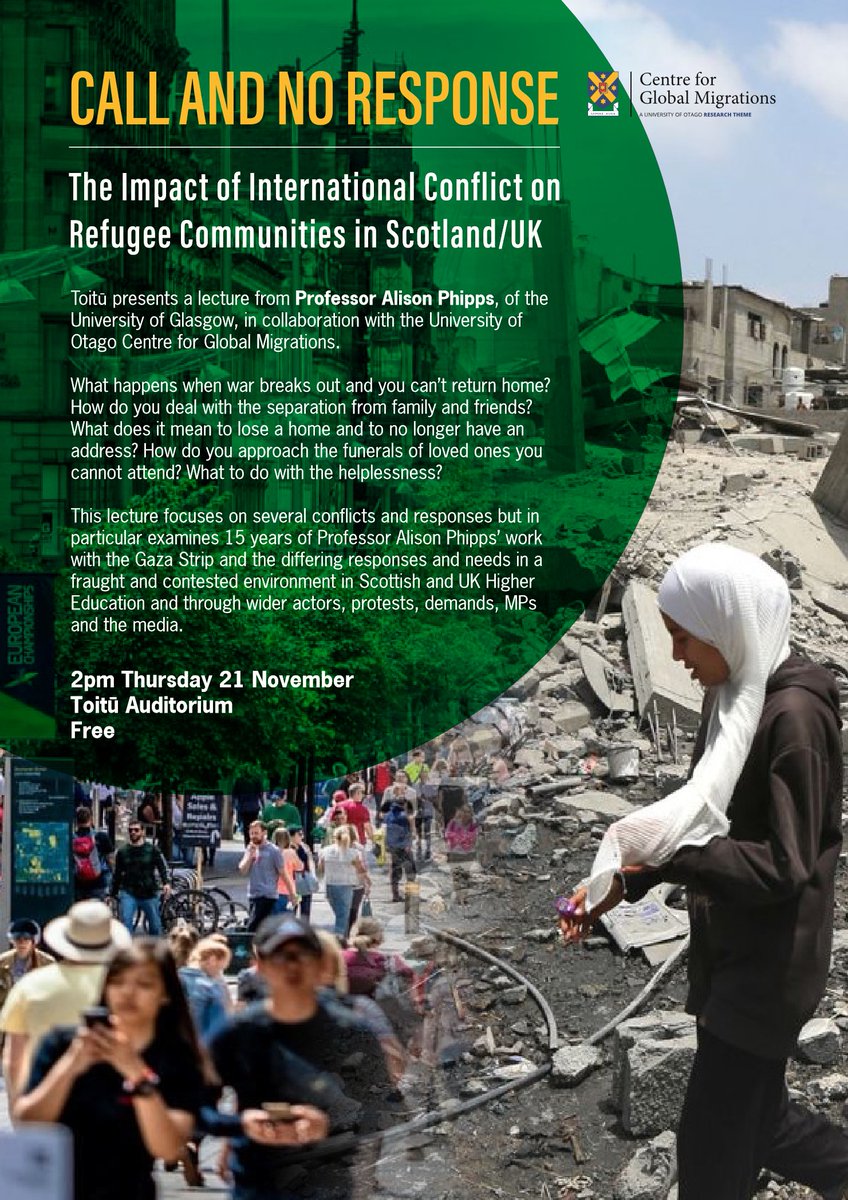 This week Professor Alison Phipps discusses the impact of international conflict on refugee communities in Scotland and the UK more broadly: otago.ac.nz/global-migrati…