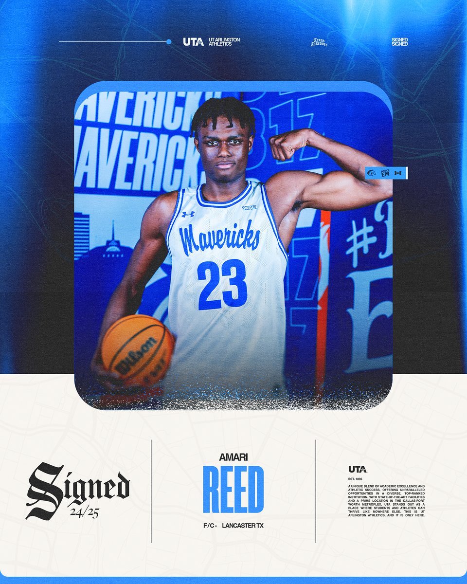 UT Arlington Men’s Basketball (@utamavsmbb) on Twitter photo Mavs Ink Lancaster HS Standout F/C <a href="/AmariReed33/">Amari Slim Reed</a>
📰 : utamavs.us/MBBAmariReed
#BuckEm 🐎 | #EmptyTheTank🪫 Mavs Ink Lancaster HS Standout F/C <a href="/AmariReed33/">Amari Slim Reed</a>
📰 : utamavs.us/MBBAmariReed
#BuckEm 🐎 | #EmptyTheTank🪫