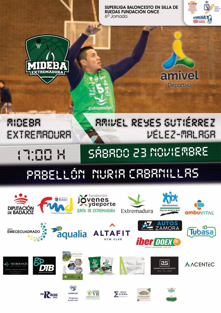 Este sábado recibimos en el Pabellón Nuria Cabanillas a Amivel Reyes Gutiérrez a las 17:00.  ¡Te esperamos!