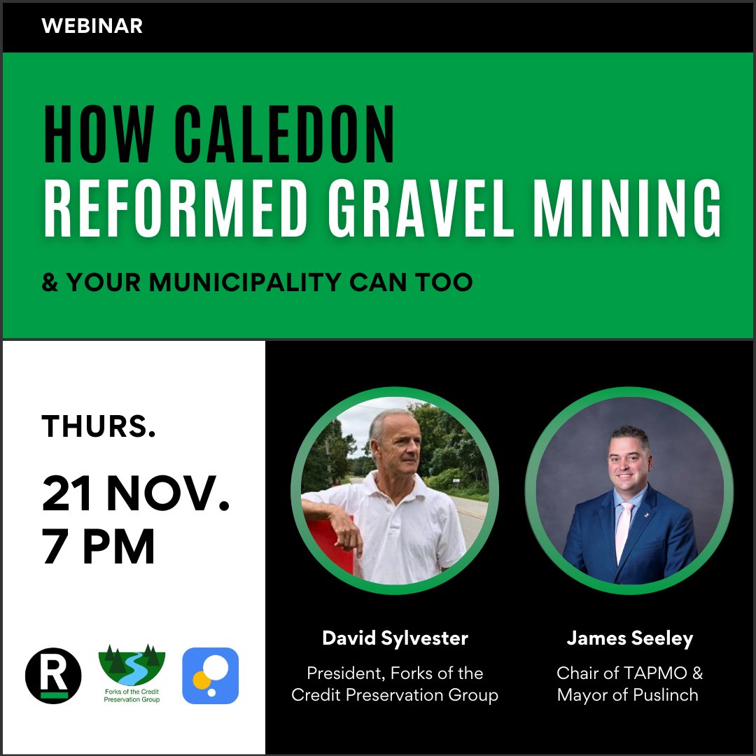 Small Change Fund (@smallchangefund) on Twitter photo Join our partners from <a href="/RGMC_Ontario/">Reform Gravel Mining Coalition</a> & Forks of the Credit Preservation Group to learn how Caledon achieved landmark gravel mining reforms that protect residents’ health and environment—setting a new standard that other municipalities can follow.
RSVP at reformgravelmining.ca/caledon-webinar Join our partners from <a href="/RGMC_Ontario/">Reform Gravel Mining Coalition</a> & Forks of the Credit Preservation Group to learn how Caledon achieved landmark gravel mining reforms that protect residents’ health and environment—setting a new standard that other municipalities can follow.
RSVP at reformgravelmining.ca/caledon-webinar