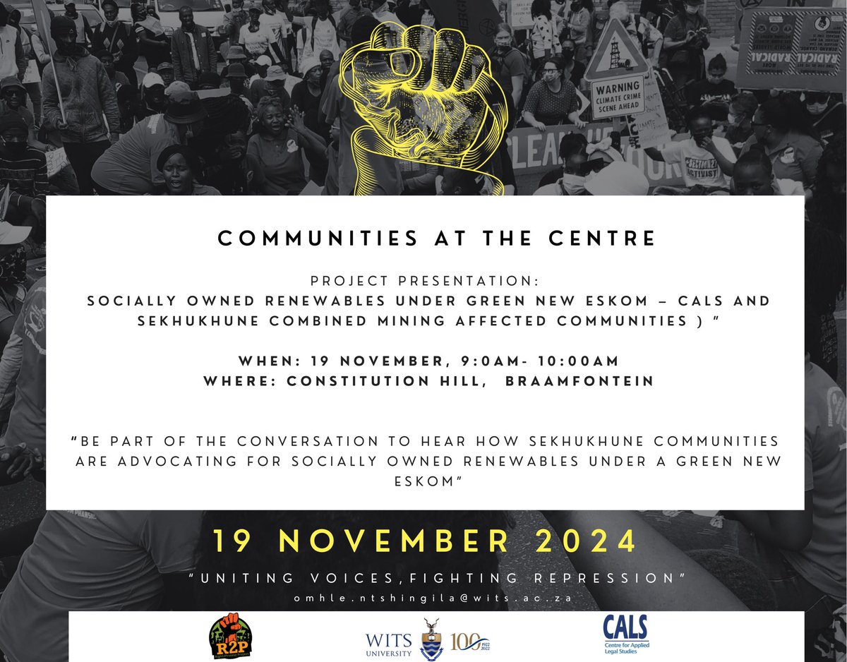 ProtestZa's tweet image. The movement continues on Day 2 of #AntiRepressionWeek! 🚩

Join us at 9am tomorrow, 19 November 2024 at Constitution Hill,Human Rights Conference room . We looking forward to having critical discussions on civic freedoms and building toward regional solidarity!
 #Right2Protest