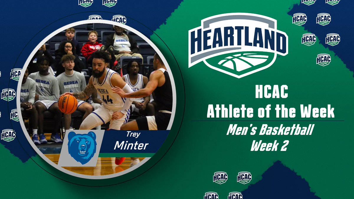 Heartland Collegiate Athletic Conference (@hcacdiii) on Twitter photo HCAC Men's Basketball | Athlete of the Week
Congrats to the Men's Basketball Athlete of the Week:
Trey Minter, <a href="/Berea_Athletics/">Berea College Athletics</a>
Full Release: tinyurl.com/bw82jex7
#TheHeartOfD3 | #D3Hoops HCAC Men's Basketball | Athlete of the Week
Congrats to the Men's Basketball Athlete of the Week:
Trey Minter, <a href="/Berea_Athletics/">Berea College Athletics</a>
Full Release: tinyurl.com/bw82jex7
#TheHeartOfD3 | #D3Hoops