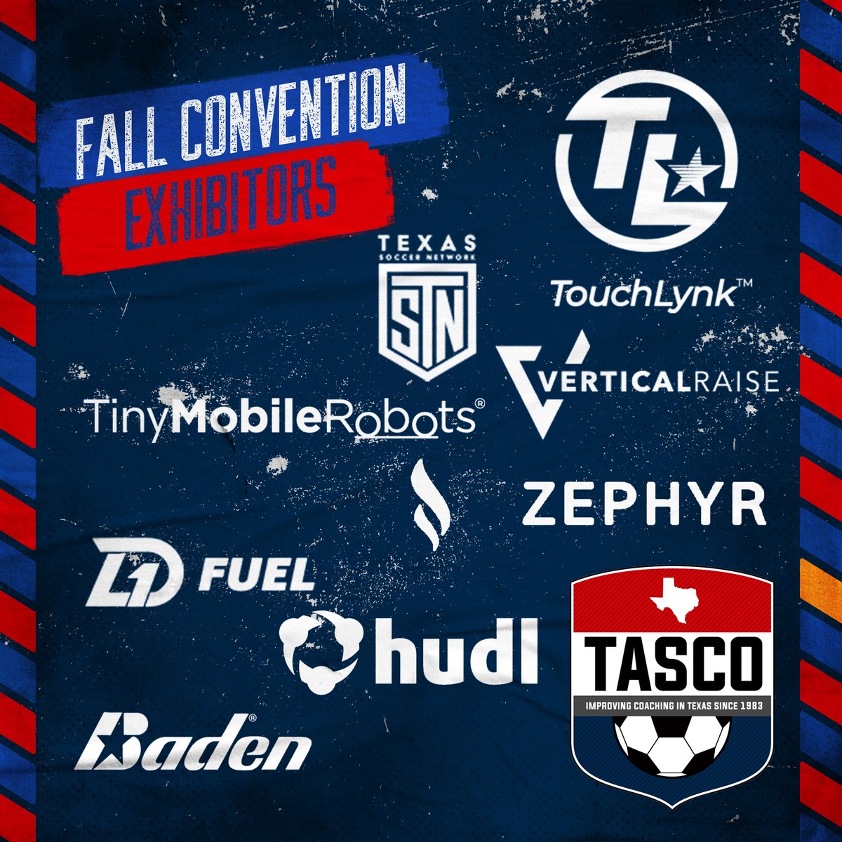 tascosoccer's tweet photo. We are less than one week away from our 2023 #TASCO Convention! Make plans now to check out our Exhibitors for this year! #TXHSSoccer #TXHSSoc #TASCOConvention23 https://t.co/Rq5pVTceiS