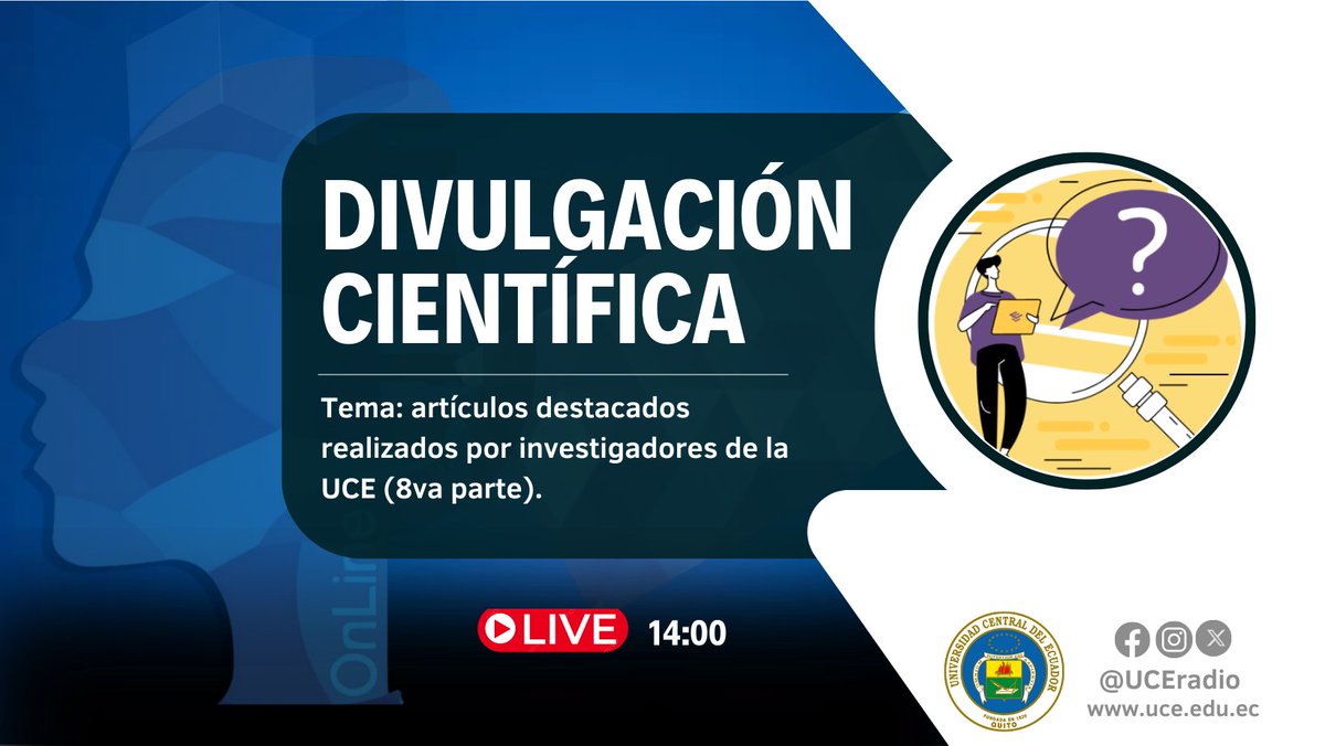 #Programa

En tu programa #DivulgaciónCientífica reflexionamos sobre los artículos destacados realizados por investigadores de la UCE.

Escúchanos uce.edu.ec