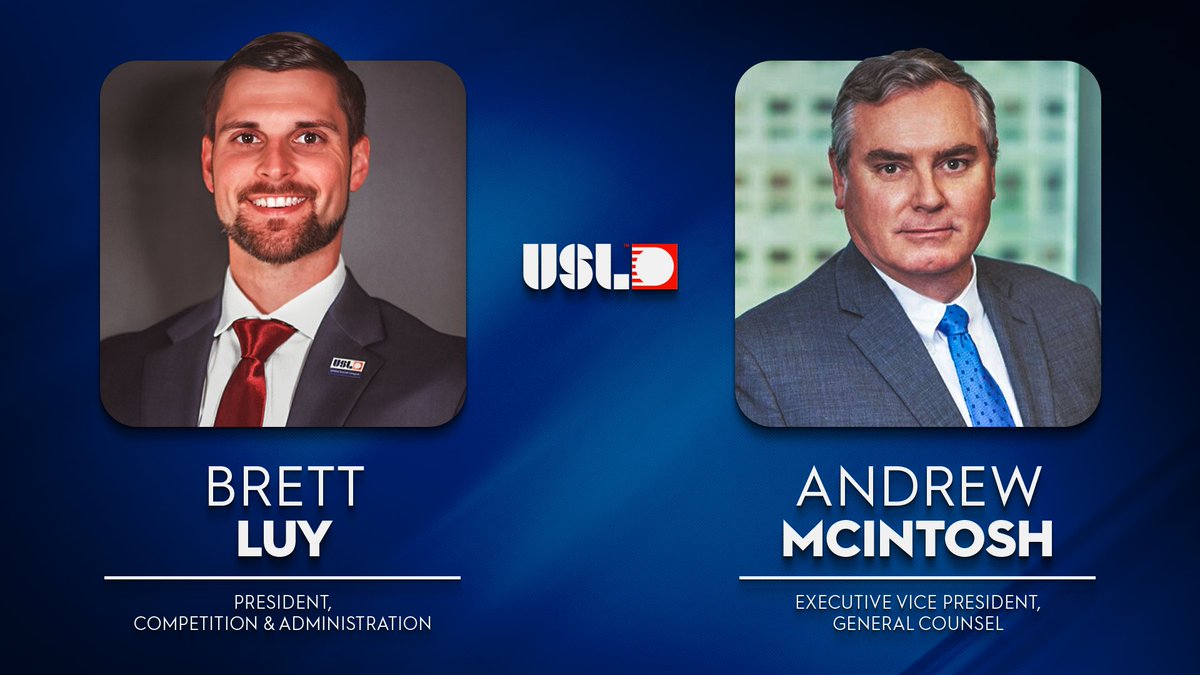 USL_HQ's tweet photo. The USL has appointed Brett Luy as the organization’s President of Competition &amp; Administration and Andrew McIntosh as Executive Vice President of General Counsel.

Welcome, Brett and Andrew!

➡️ https://t.co/wauvMqHaIW https://t.co/zglJ06SXIj
