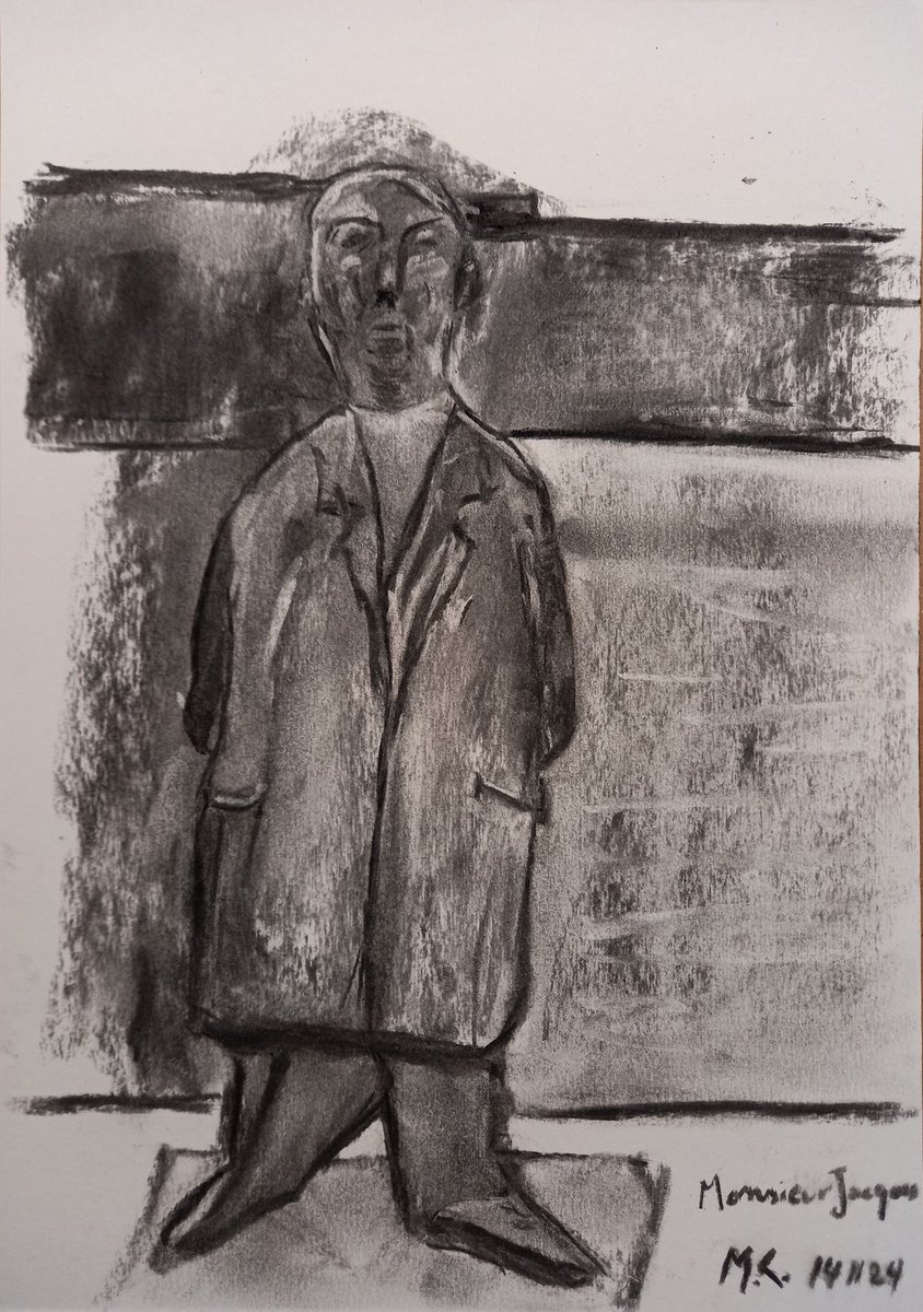 MichelCamerotto's tweet photo. @GraniteElements A pencil drawing of Otterlo in the mist and a charcoal drawing of Monsieur Jacques @kroller-muller museum for #mycreativeweek https://t.co/kY80Bfucb9