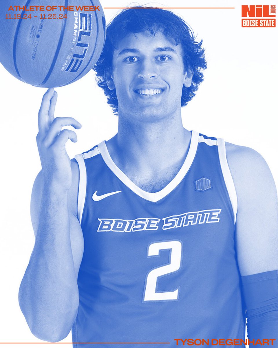 BoiseStateNIL's tweet photo. Tyson Degenhart earns his first career MW Player of the Week award after the win against Clemson 🙌

#boisestateMBB #gobroncos https://t.co/a07M2aEkL5