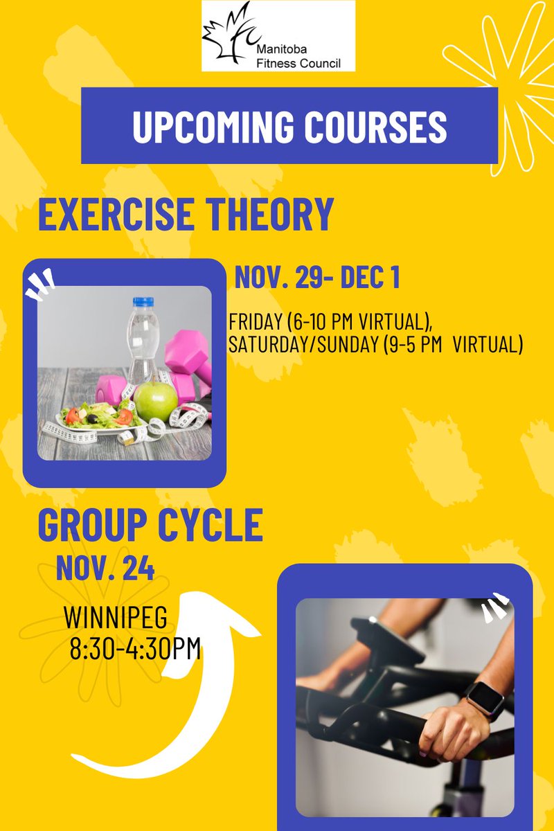 manitobafitness's tweet image. Two courses coming up this month. Take them both to become a fully certified #spininstructor Visit manitobafitnesscouncil.ca/course-informa… for registration details.