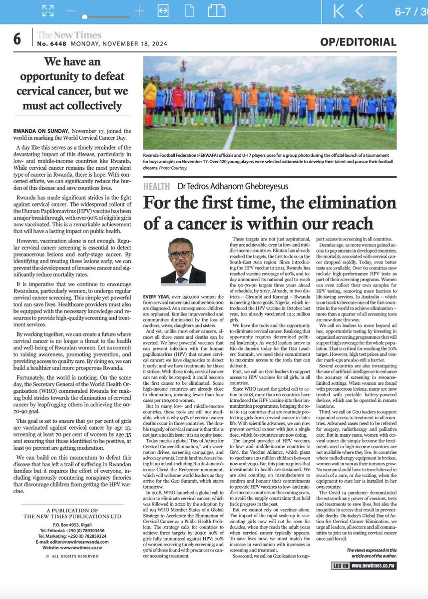 DrTedros's tweet photo. Defeating #CervicalCancer is within our reach. https://t.co/CCoIhNbeJU