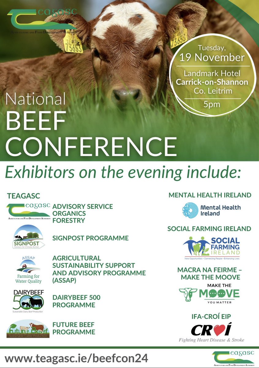 A final reminder that the National Beef Conference takes place in Carrick tomorrow evening. This is a free event with lots of great speakers and many other stands where you can get all the information you need #BeefCon24