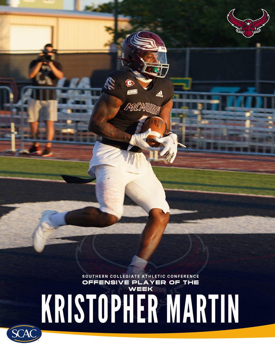 SCAC (@scac_sports) on Twitter photo Kristopher Martin of <a href="/mcmsports/">McMurry Athletics</a> earns final #SCACFb Offensive Player of the Week honor!🏈
📰| shorturl.at/RSyuw
#SCACPride | #d3fb | #WhyD3 | #SCAC Kristopher Martin of <a href="/mcmsports/">McMurry Athletics</a> earns final #SCACFb Offensive Player of the Week honor!🏈
📰| shorturl.at/RSyuw
#SCACPride | #d3fb | #WhyD3 | #SCAC