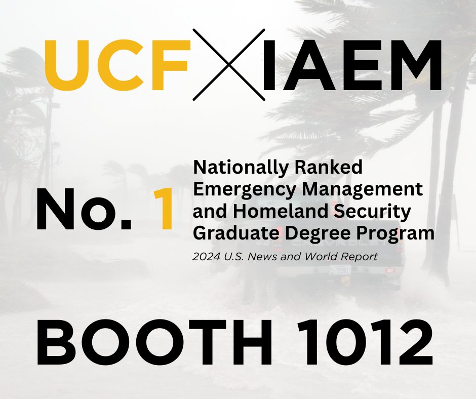 If you're attending the @IAEM Annual Conference, be sure to stop by the Emergency Management and Homeland Security Expo and meet professors from our No. 1-ranked emergency management program at booth 1012 now through Wednesday. Learn more:
go.ucf.edu/MECM