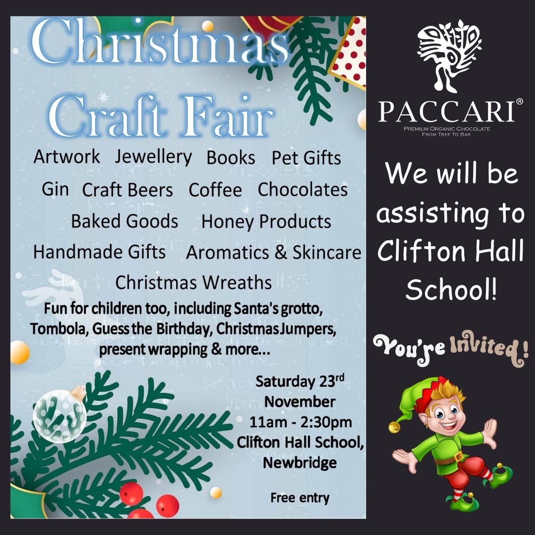 Once again we are proud to be at Clifton Hall School! So stop by if you are in the area, is free and full of love!
paccarichocolate.uk

#christmas2024 #chocolate #chocolatelover #darkchocolate #organic #vegan #fairtrade #deliciousfood #AwardWinning #Sustainable