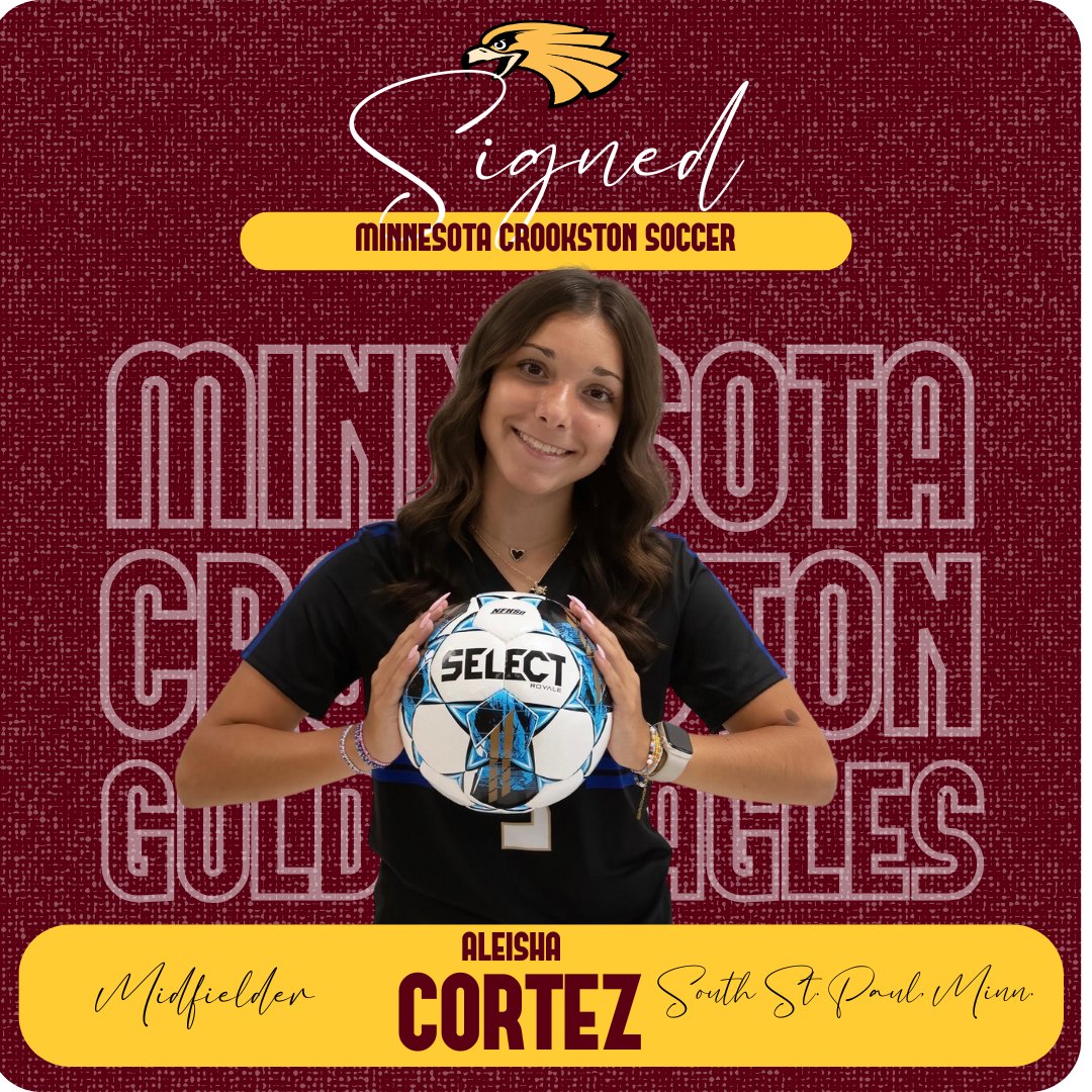 Golden Eagle Sports (@umncrookstonath) on Twitter photo We are pumped to announce the signing of Aleisha Cortez (MF, 5-1, South St. Paul, Minn./Academy of Holy Angels). Cortez will play for <a href="/UMNCrookstonSoc/">Golden Eagle Soccer</a> . She helped her team finish second in state and earn a Conference Championship. Welcome to Golden Eagle Nation Aleisha! We are pumped to announce the signing of Aleisha Cortez (MF, 5-1, South St. Paul, Minn./Academy of Holy Angels). Cortez will play for <a href="/UMNCrookstonSoc/">Golden Eagle Soccer</a> . She helped her team finish second in state and earn a Conference Championship. Welcome to Golden Eagle Nation Aleisha!