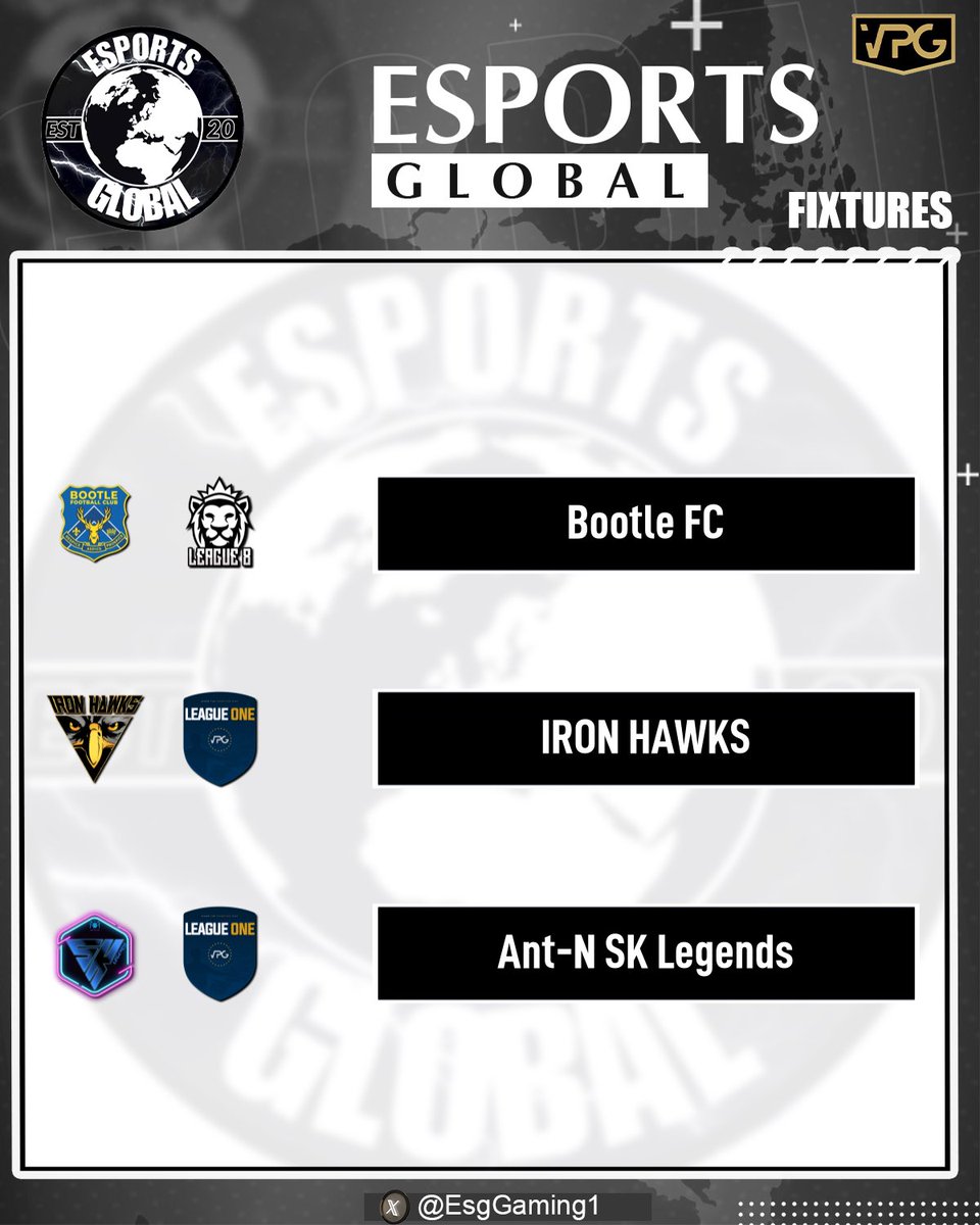 Aaronafc1234's tweet photo. And we are back for another night in @OfficialVPG ⚽️ 

Going live on @Twitch from 8:45pm  for 2 league games 📺

Teamsheet. stream link and fixtures below 👇 

@VPGEurope 

https://t.co/ck3oKKwlX6 

#esportsglobal #esggaming #esg #vpg #esports #eafc25 #proclubs https://t.co/MNwQ6E6Eix