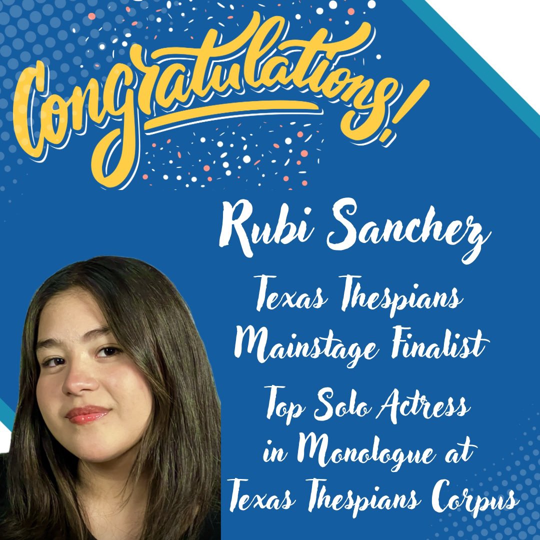 The Academy Acting Company (@academyactingco) on Twitter photo A huge congratulations to Rubi Sanchez for making MainStage at the Texas Thespians Festival! Rubi received a PERFECT score for both the preliminary and final rounds. She makes history as the FIRST EVER member of Troupe 7382 to make MainStage at Texas Thespians! <a href="/eisdofsa/">Edgewood ISD</a> A huge congratulations to Rubi Sanchez for making MainStage at the Texas Thespians Festival! Rubi received a PERFECT score for both the preliminary and final rounds. She makes history as the FIRST EVER member of Troupe 7382 to make MainStage at Texas Thespians! <a href="/eisdofsa/">Edgewood ISD</a>