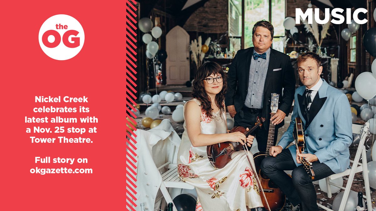 okgazette's tweet photo. Nickel Creek is bringing their boundary-pushing, genre-blending brilliance to the Tower Theatre, and you don't want to miss it! From bluegrass roots to breathtaking harmonies and innovative melodies, they’re redefining folk music—and doing it live in OKC!

🌐 Read more here: https://t.co/DzZctJQJr9