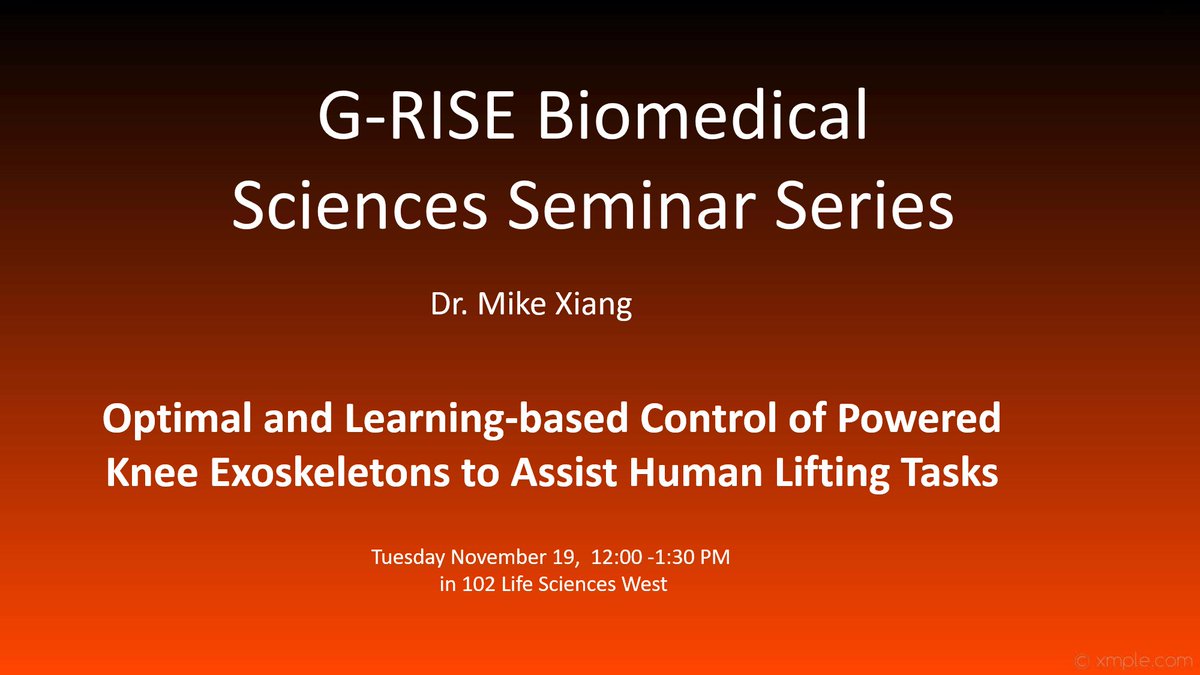 Join us tomorrow at noon for our next seminar in the G-RISE Biomedical Seminar Series!  Dr. Mike Xiang will be presenting his research seminar! <a href="/okstate/">Oklahoma State Univ.</a> <a href="/okstategc/">OSU Graduate College</a>
