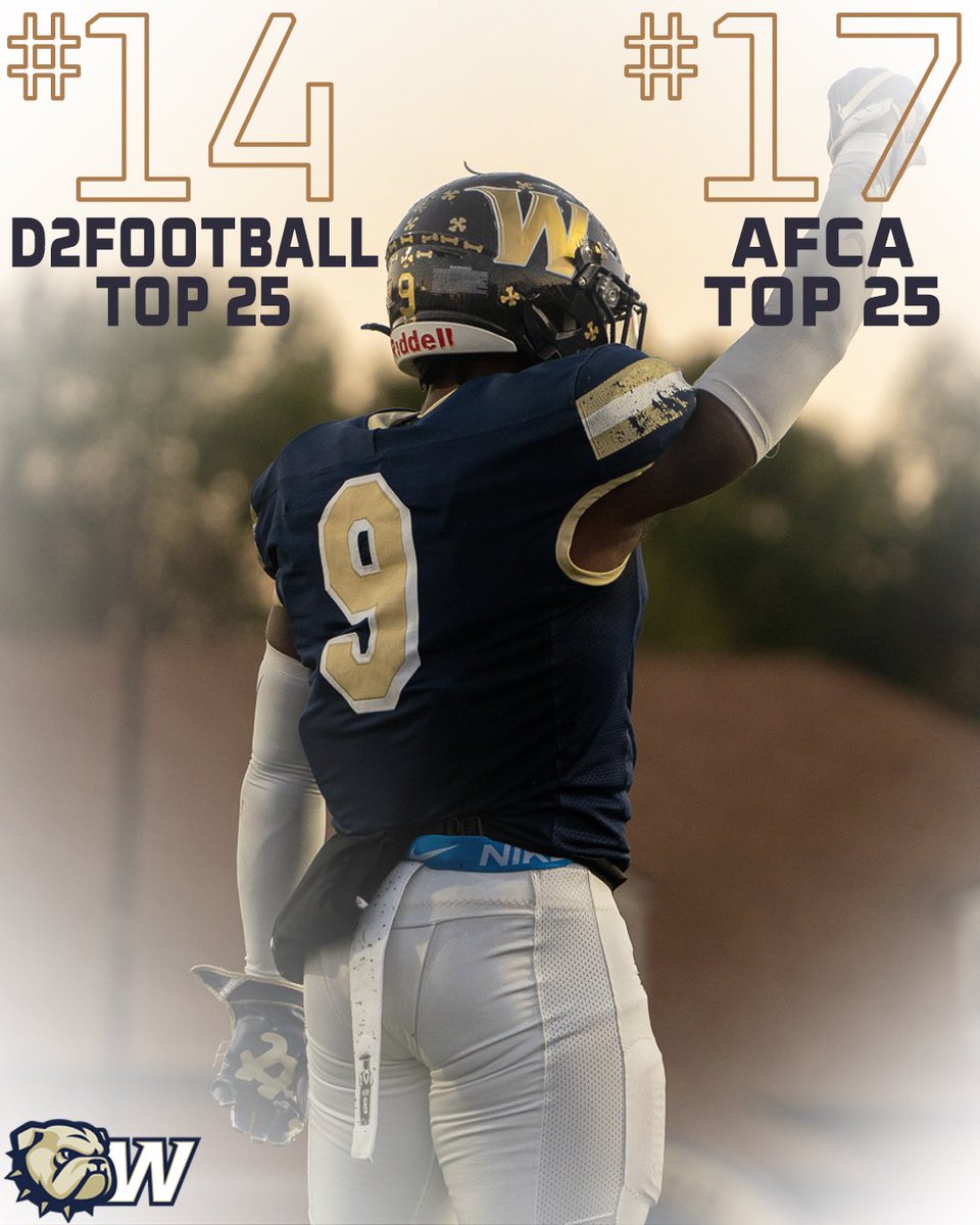 Wingate Bulldogs (@wu_bulldogs) on Twitter photo MOVING โฌ๏ธโฌ๏ธ
<a href="/WingateFb/">Wingate Bulldogs Football</a> jumps into the top 15 of the D2Football.com poll!
The SAC champs move up 6 spots in the AFCA rankings, checking in at #17 this week!
โDogs host Virginia Union in the D2 play-off opener this Saturday at 1 PM
#OneDog MOVING โฌ๏ธโฌ๏ธ
<a href="/WingateFb/">Wingate Bulldogs Football</a> jumps into the top 15 of the D2Football.com poll!
The SAC champs move up 6 spots in the AFCA rankings, checking in at #17 this week!
โDogs host Virginia Union in the D2 play-off opener this Saturday at 1 PM
#OneDog