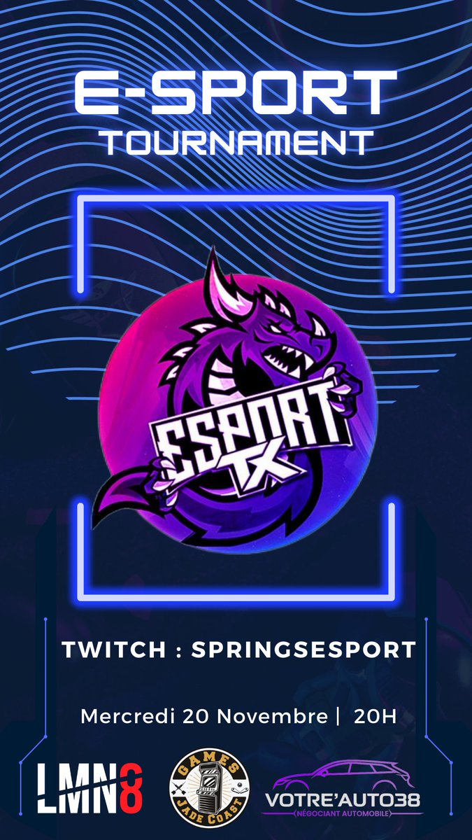🚀Tournoi TX-ESPORT !🚀
Ça va chauffer sur #RocketLeague ! 🔥Le roster TX NVT s’est inscrit au Tournoi SKED Weekly 3v3 ce 20 Novembre, et sera en direct sur le twitch springsesport !  📆Date : 20 Novembre
🕣 Heure : 20h30
🎮 Format : 3v3
 #TX #TournoiSKED #SpringsEsport
