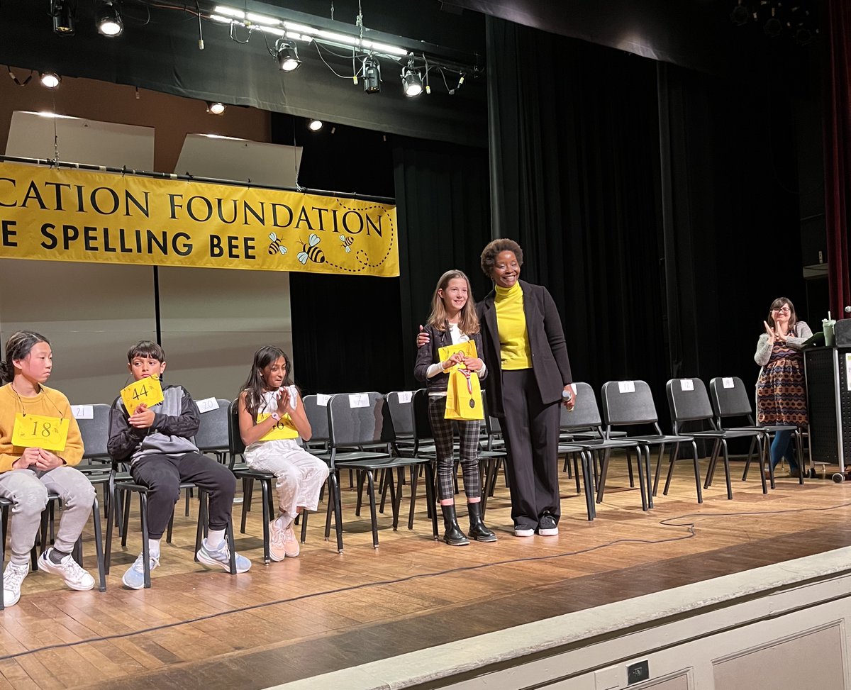 🐝 Congrats to all 53 students in BEF's 2024 5th Grade Spelling Bee! Special shout-out to winner Sophia Karl from Runkle, who aced "capricious"! Thanks to our amazing judges and Pronouncer! 4th graders, see you next year! <a href="/brooklineteen/">Brookline Teen Center</a> <a href="/brklib/">Public Library of Brookline</a>  #BEF