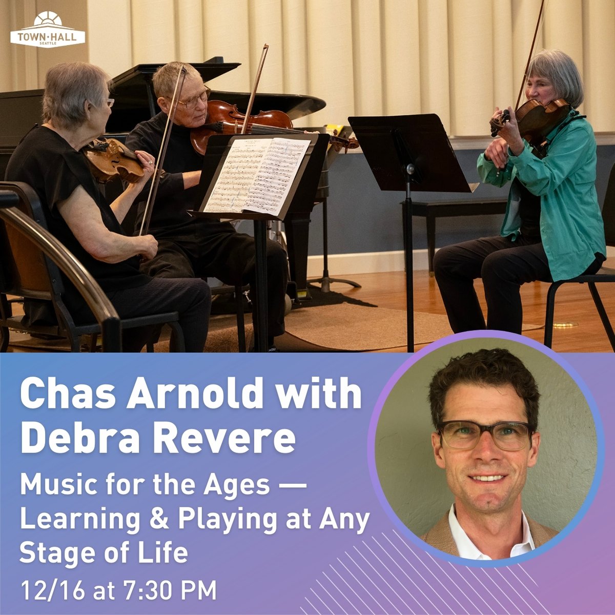 12/16 at 7:30 PM | Join Chas Arnold, Executive Director of the Music Center of the Northwest, and Debra Revere, a passionate cello learner, as they share their experiences and insights on picking up an instrument as an adult. 
bit.ly/4fFlg8D