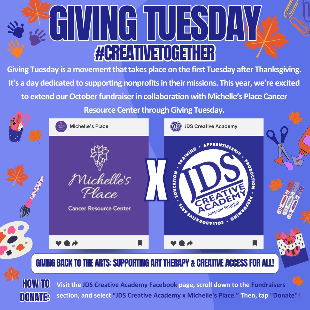 JDSCreative's tweet photo. Giving Tuesday is a global movement that takes place on the first Tuesday after Thanksgiving. It’s a day dedicated to encouraging generosity and supporting nonprofits in their missions. 
Donate Here: https://t.co/68whErmI99 https://t.co/RNLAAsQzqQ