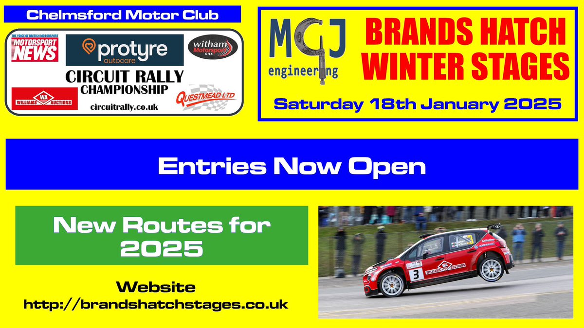 MGJBrandsStages's tweet image. Round 4 of the Circuit Rally Championship and also the local regional championships.
Enter now at brandshatchstages.co.uk/competitors
@ChelmsfordMC