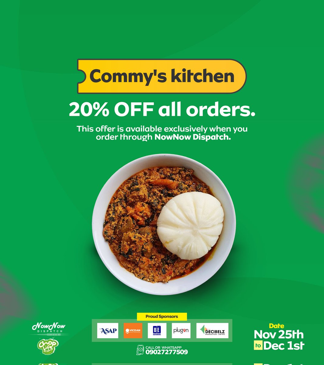 nownowdispatch's tweet photo. Chop life gengπ
Your favourite vendors are part of our promo π₯³
you wouldn't want to miss out!
Tag who you know!
#nownowdispatch https://t.co/VyTg4QCjR8