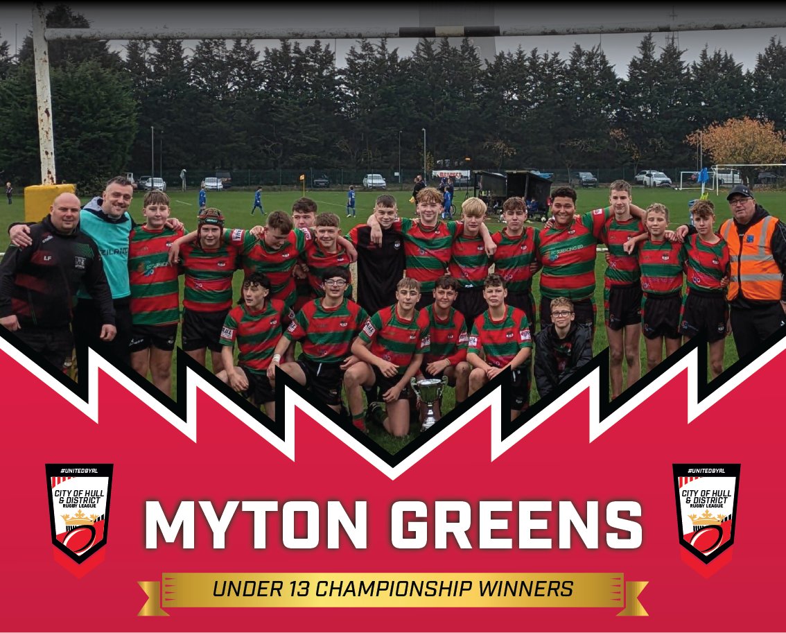 MYTON GREENS u13 ARE CHAMPIONS! 🏆🏉

Congratulations to Myton Greens u13 for being crowned as winners of the 2024 Under 13 Championship Division.