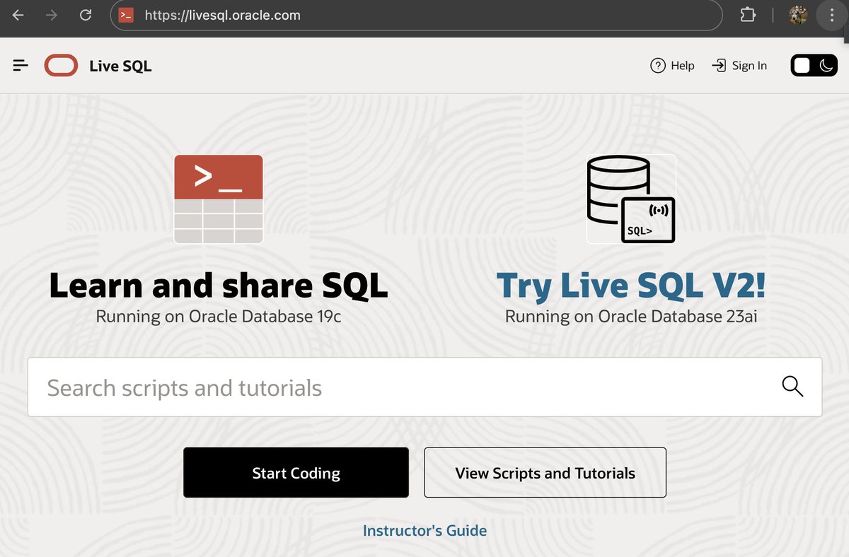 krisrice's tweet image. The new @OracleLiveSQL is here. This ground up rewrite around SQL Developer web and @OracleREST. It comes with an increase in schema life from 8 hours to 90 days!  Check it out with the Try V2 link on the home page.  livesql.oracle.com