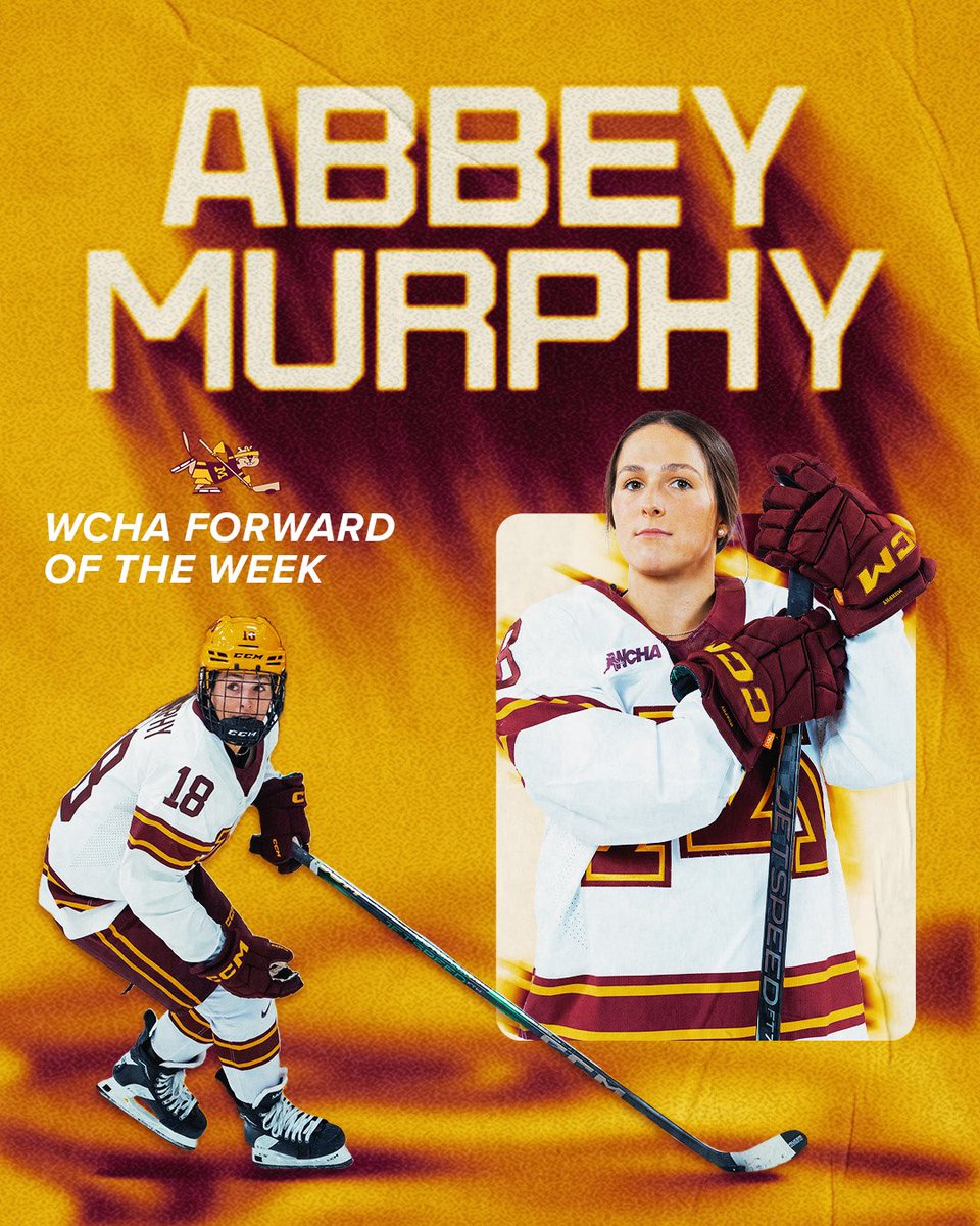 GopherWHockey's tweet photo. 2️⃣ 𝒲𝑒𝑒𝓀𝓁𝓎 𝒜𝓌𝒶𝓇𝒹𝓈 for your #Gophers! 〽️🏆

Abbey Murphy ➡️ 𝒲𝒞𝐻𝒜 𝐹𝑜𝓇𝓌𝒶𝓇𝒹 𝑜𝒻 𝓉𝒽𝑒 𝒲𝑒𝑒𝓀

Hannah Clark ➡️ 𝒲𝒞𝐻𝒜 𝒢𝑜𝒶𝓁𝓉𝑒𝓃𝒹𝑒𝓇 𝑜𝒻 𝓉𝒽𝑒 𝒲𝑒𝑒𝓀

📰: https://t.co/hdxQLfrZO2 https://t.co/KftMlBaMa0