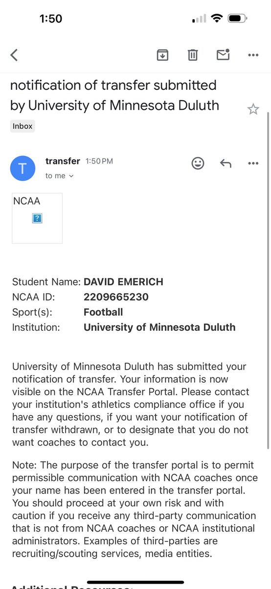 David Emerich (@davidemerich15) on Twitter photo Thank you UMD for everything, I would not change a thing about the people I met and the stuff I learned.
I have now entered the transfer portal with 4 years of eligibility!
Wide receiver
5’8
170
Email: dangelemerich@gmail.com
Phone number: 9205381336 Thank you UMD for everything, I would not change a thing about the people I met and the stuff I learned.
I have now entered the transfer portal with 4 years of eligibility!
Wide receiver
5’8
170
Email: dangelemerich@gmail.com
Phone number: 9205381336