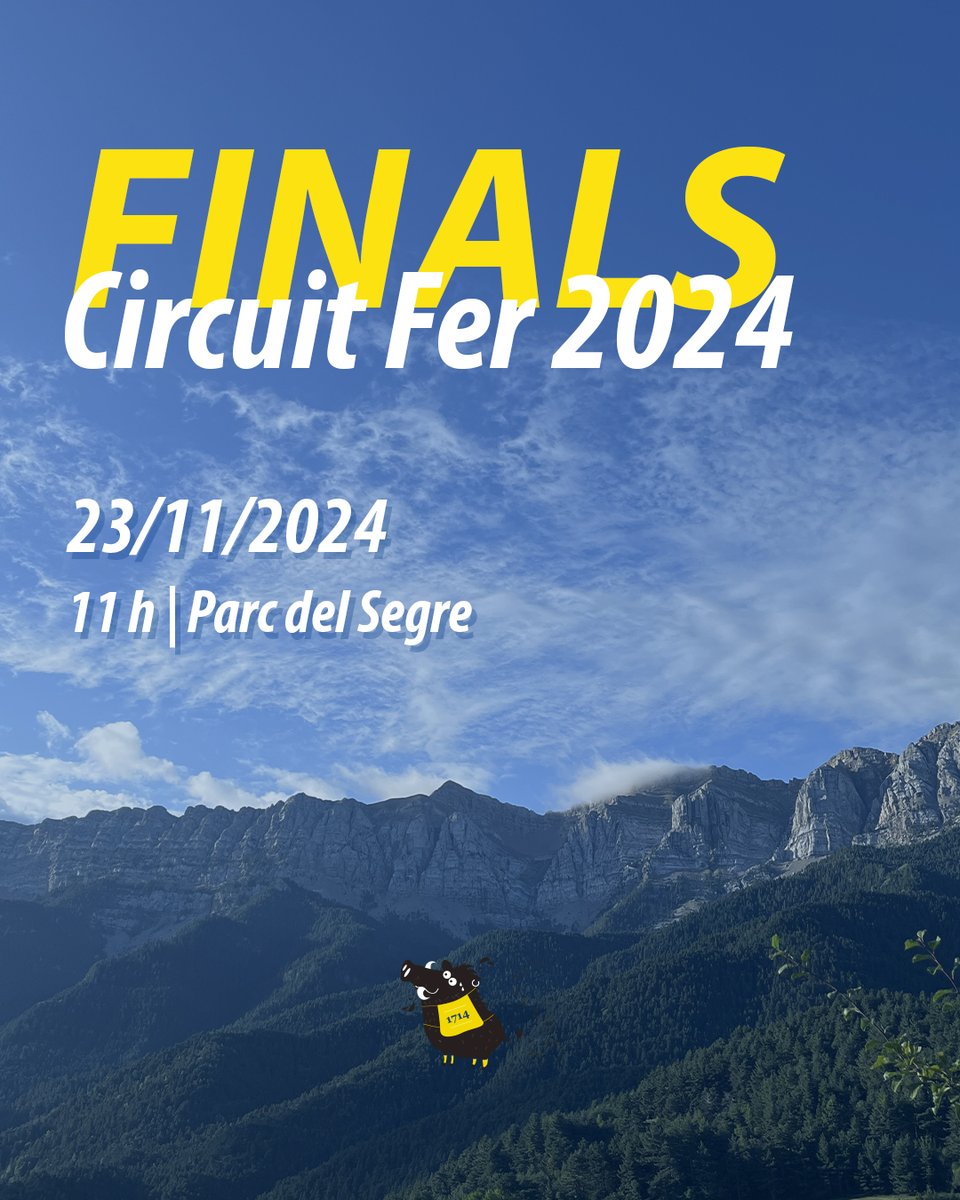 El pròxim dissabte 23 de novembre us esperem a tots i totes a les FINALS del Circuit Fer 2024!

⏰ 11-14h
📍 Parc del Segre @RaftingParc 
🏃🏻‍♀️🚴🏻 Corrent i en BTT

Últimes hores per confirmar la vostra plaça!

🔗Més info aquí: circuitfer.cat

#CircuitFer #CircuitFer2024