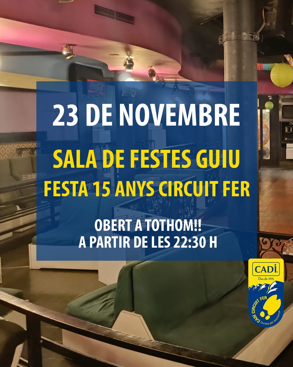 👉🏼Aquest dissabte, 23/11, a les 22:30 h, us esperem a tots i totes al Guiu preparades per donar-ho tot al més pur estil fer!  

I pels qui encara teniu dubtes, la festa serà oberta a tothom. 

Vindreu a celebrar els 15 anys del Circuit Fer amb nosaltres?

#CircuitFer