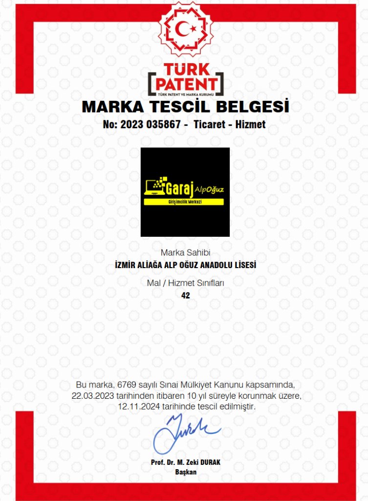 Garaj Alp Oğuz Girişimcilik Merkezi “TESCİLLİ MARKA”dır.

Vizyoner tutumları ve emekleri nedeniyle Alp Oğuz Anadolu Lisesi eğitim kurumu yöneticilerine teşekkürlerimizi bir kez daha sunuyoruz.

garajalpoguz.com/2024/11/18/gar…