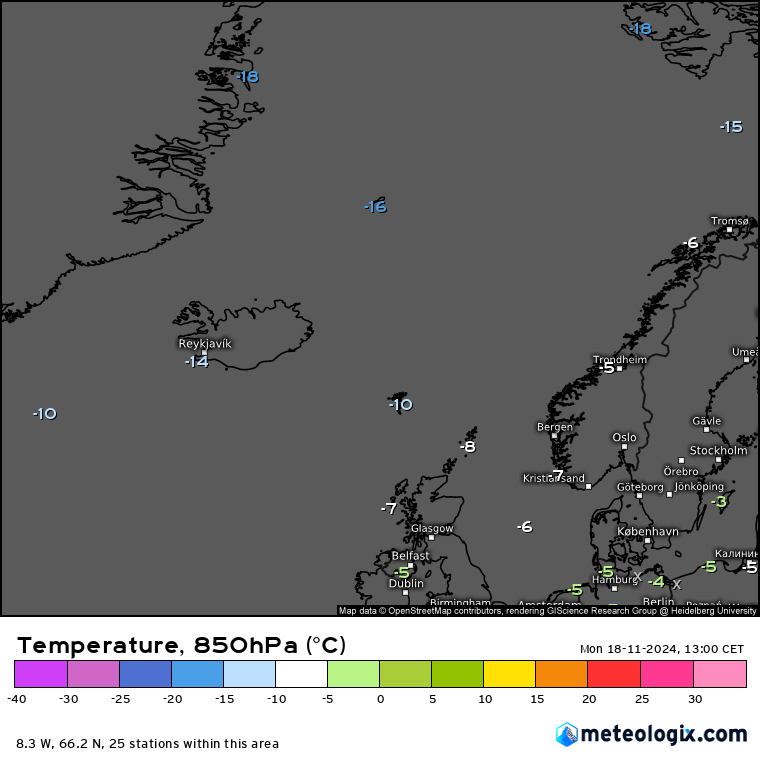 BadWxStations's tweet photo. How cold is it to our north? Today's 12Z sounding from the island of Jan Mayen (01001, 70.5N 8.4W, 600 km northeast of Iceland) shows a very cold polar airmass heading south. https://t.co/gABtFsjaUs

T850/700/500 hPa = -15.5/-25.7/-42.3 °C

#Snow #Sneachta #Schnee #Niege #Winterweather