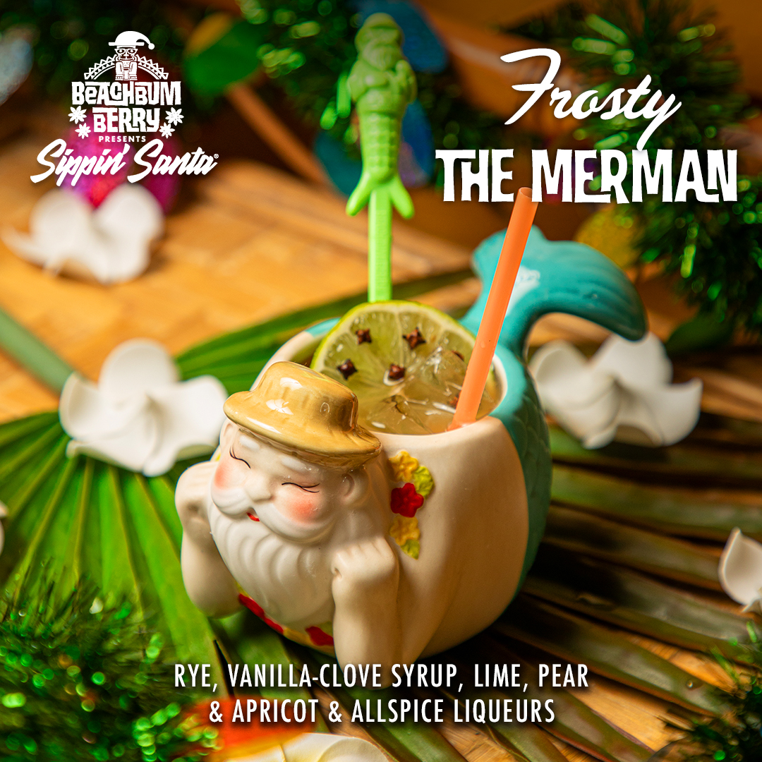 As seen on the cover of the Gambit this week: Your Merman awaits, and this year he comes with a special bubble want/swizzle stick! Available until 12/28, which is when we close the doors on Christmas until 2025. Aloha! #sippinsanta