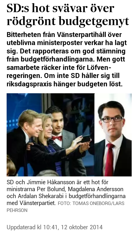 MXCartoons's tweet photo. Hittade en gammal skärmdump från 12 oktober 2014. Det var en knapp månad efter riksdagsvalet 2014, med Arga Andersson som nybliven finansminister.
Men hur lyckades leftardsen på SvD skriva Jimmie Håkansson istället för Jimmie Åkesson? LOL!
#svpol #val2014 https://t.co/b41nXROmDG