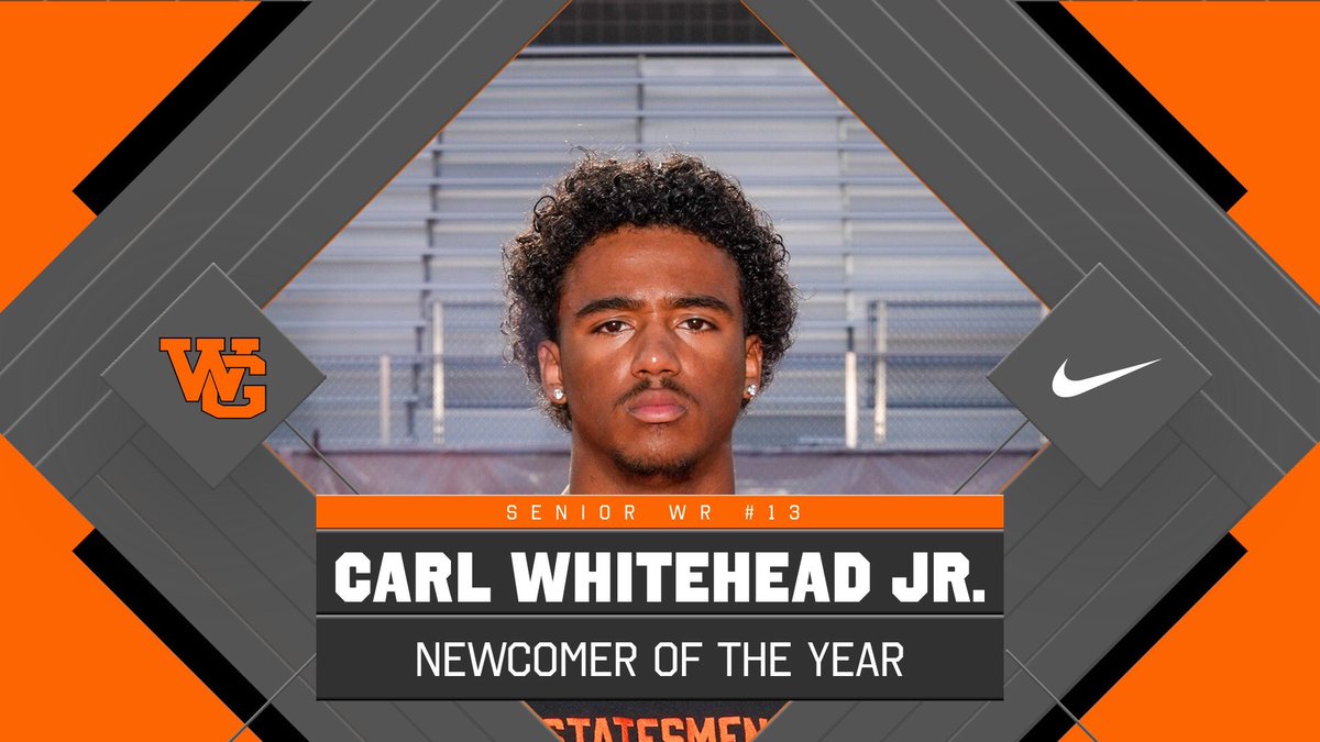 DubG Football (@dubgfb) on Twitter photo Congratulations to <a href="/_OfficialCJ__/">Carl Whitehead Jr</a> on being selected for the Conference Newcomer of the Year Award. In his first year playing, Carl lead the conference in total receptions! #DubG Congratulations to <a href="/_OfficialCJ__/">Carl Whitehead Jr</a> on being selected for the Conference Newcomer of the Year Award. In his first year playing, Carl lead the conference in total receptions! #DubG