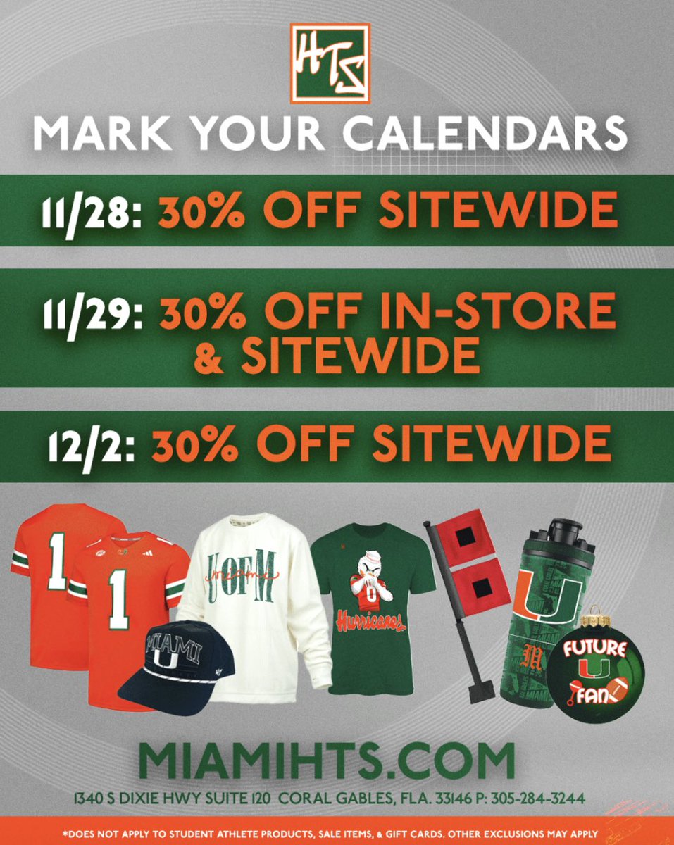 Cam (@mccormick_cam) on Twitter photo Mark your calendars! Huge savings are coming to the <a href="/MiamiHTS/">Miami Team Store</a>! Get ready to stock up on all your Miami gear at MiamiHTS.com or stop by the THesis Hotel! Mark your calendars! Huge savings are coming to the <a href="/MiamiHTS/">Miami Team Store</a>! Get ready to stock up on all your Miami gear at MiamiHTS.com or stop by the THesis Hotel!